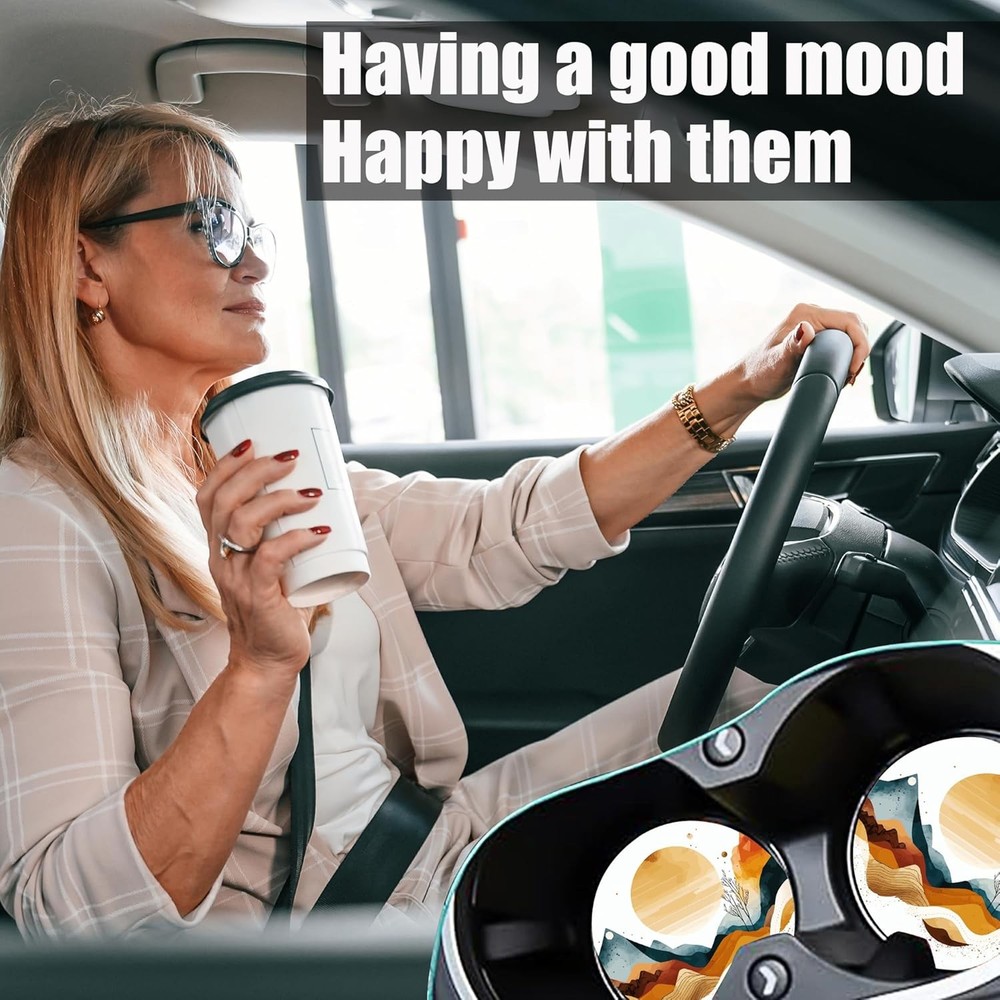 Golden Mountains Sunset Car Coasters - 2 Pack
