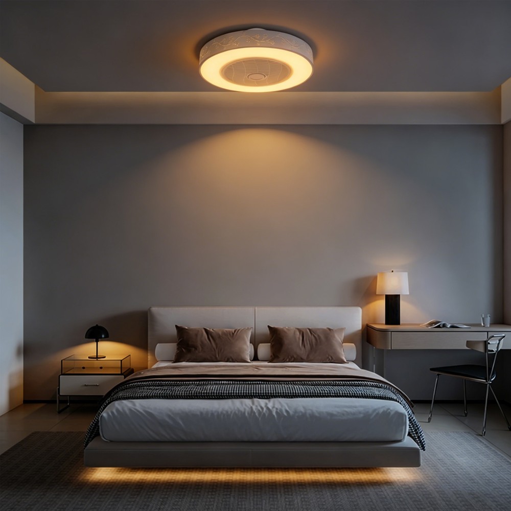 22" Ultra-thin LED Ceiling Fan Light Remote Control Flush Mount Ceiling Fan Lamp