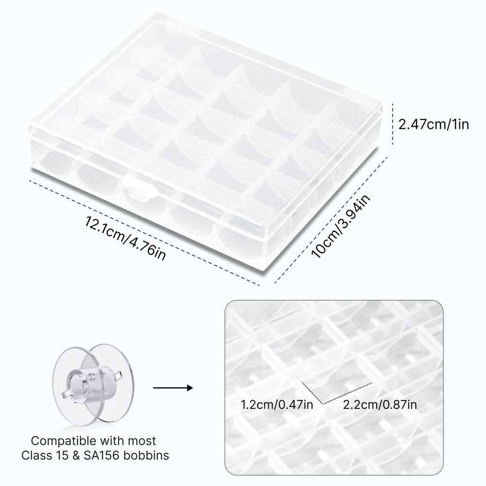25 Slots Bobbin Organizer Transparent Plastic Bobbin Case Empty Spools Box Fo...