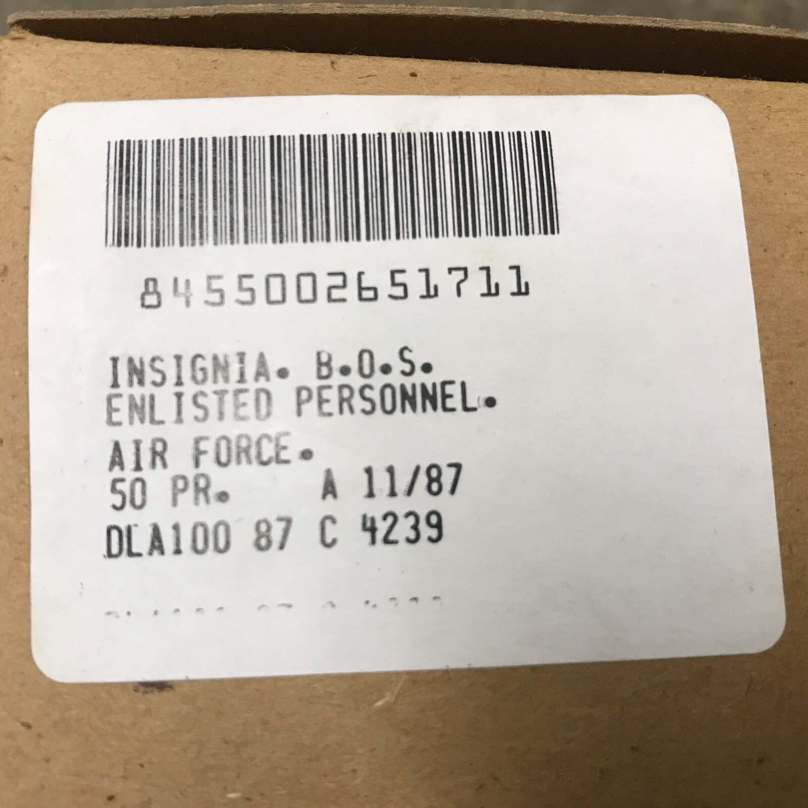 (Pair) NOS U.S. AIR FORCE Enlisted Personnel Collar Insignia B.O.S. K-88