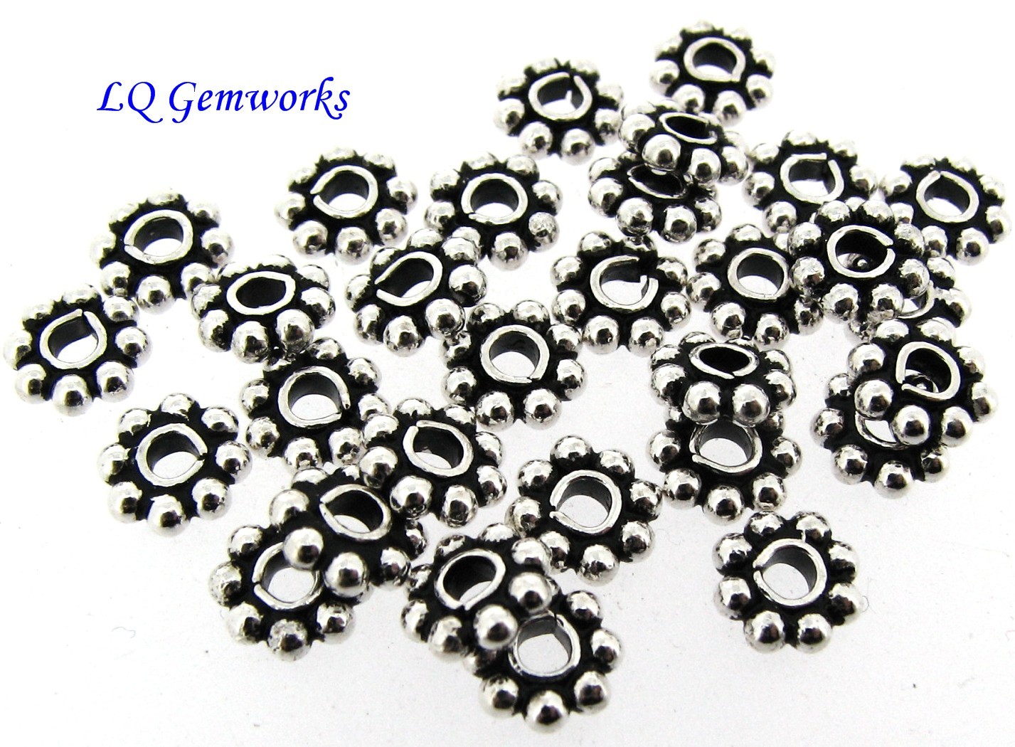 20 Sterling Silver 6.5mm Daisy Spacer Beads