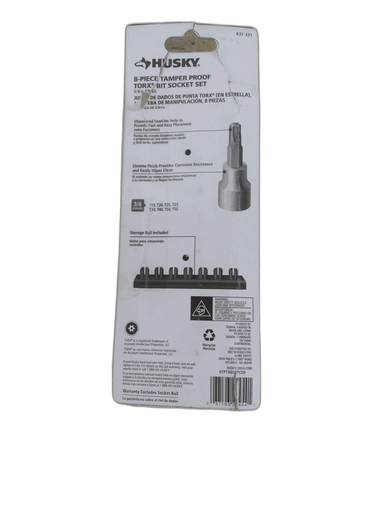 Husky 3/8 in. Drive Tamper Proof Torx Bit Socket Set (8-Piece)