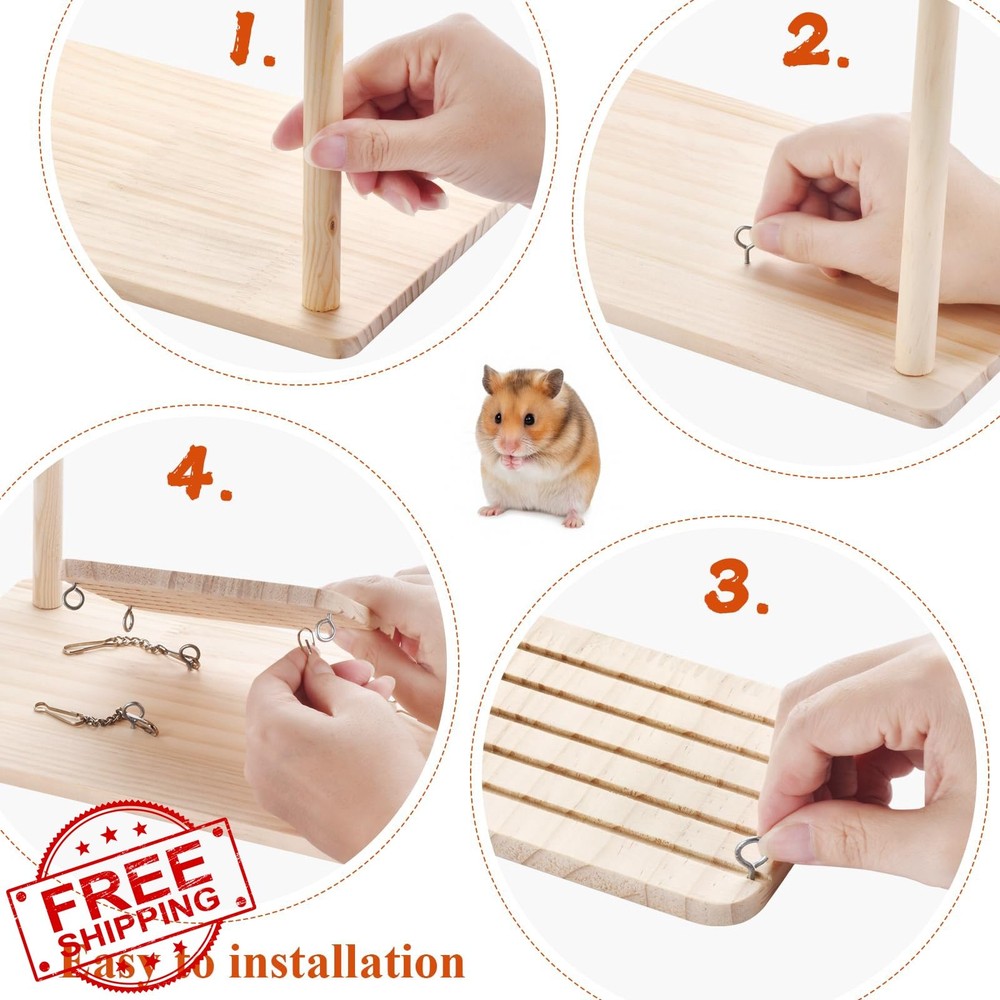 Wooden Hamster Activity Platform Swing Multi-Layer Climbing Toy