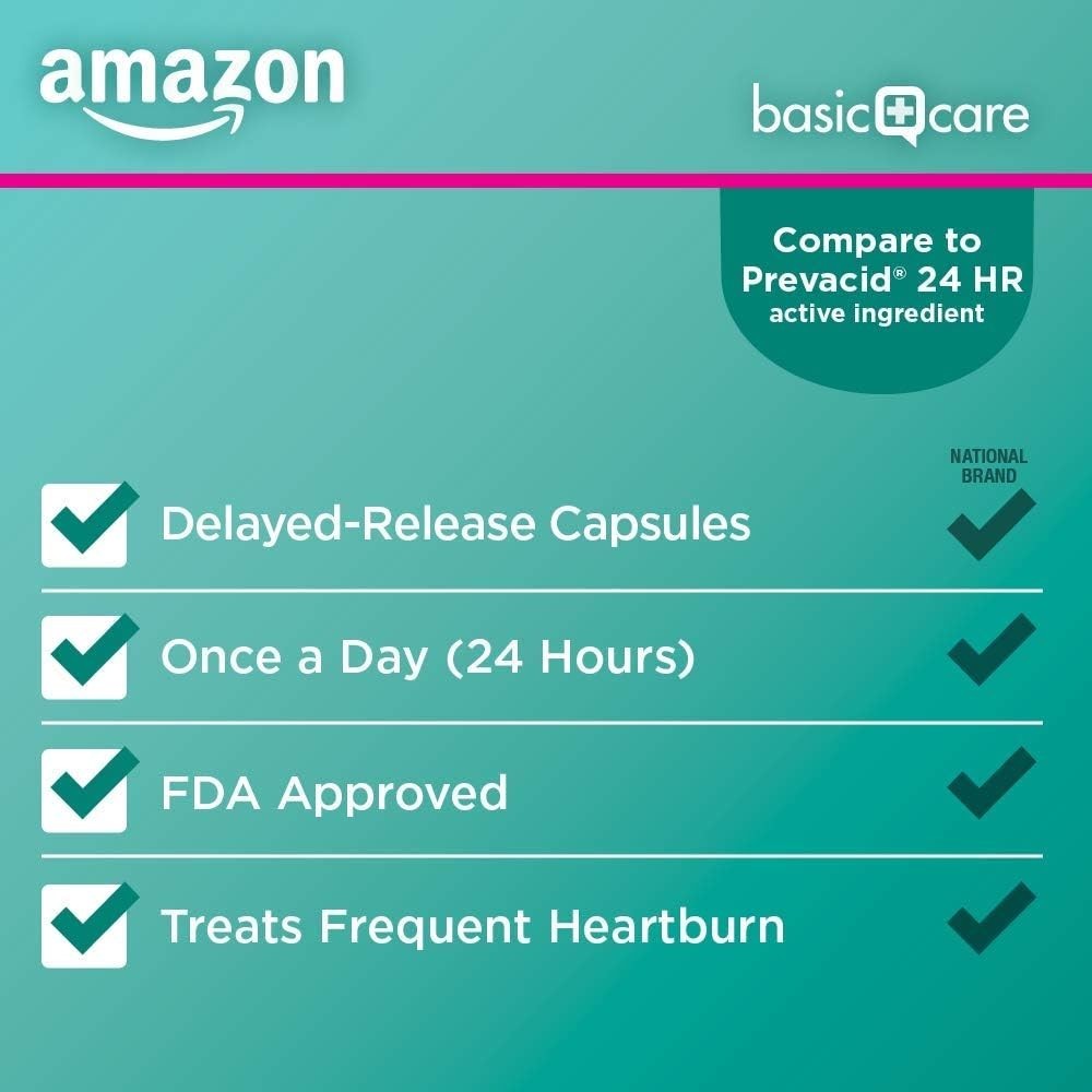 Amazon Basic Care Lansoprazole Delayed Release Capsules, 15 mg 42 Capsules