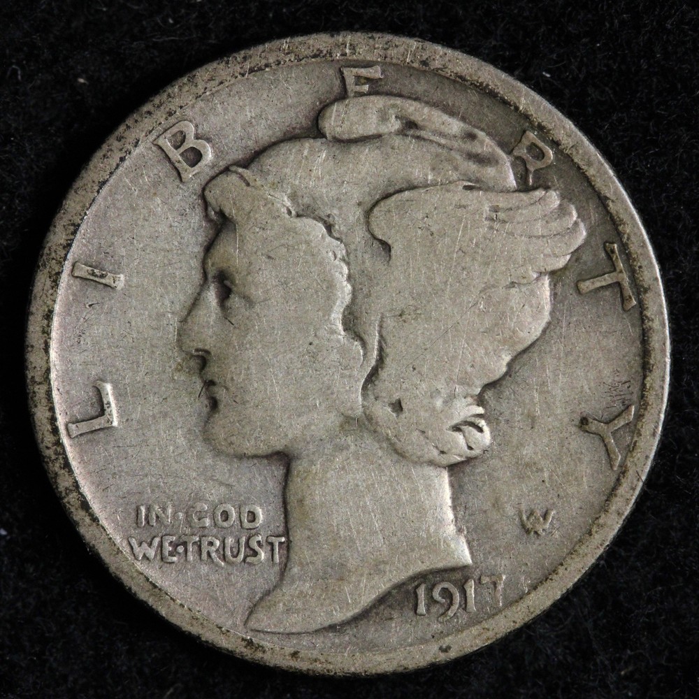 1917-D Mercury Silver Dime VF E276 UACQ