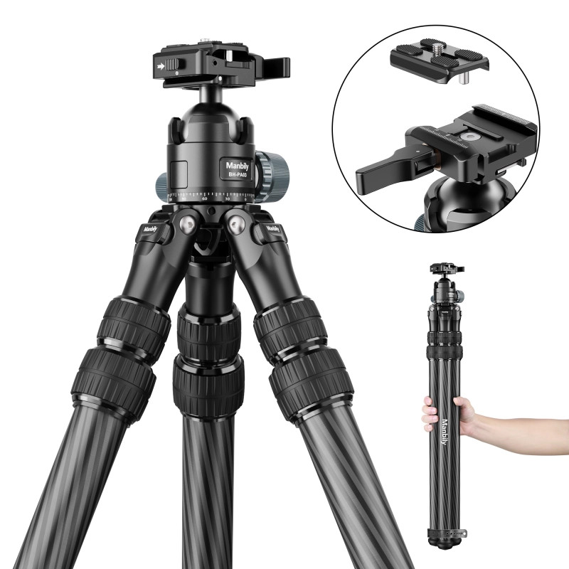 Manbily Carbon Fiber Tripod Ball Head, Tripod Arca Swiss & Picatinny Adapter