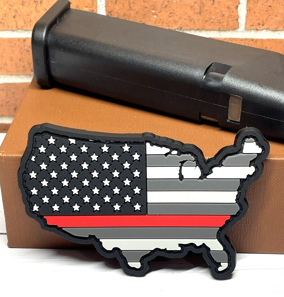 United States Map PVC Patch, Tactical Morale Firefighter Thin Red Line Patch