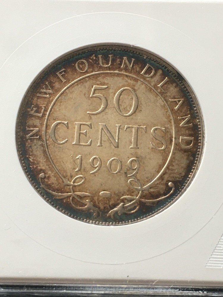 1909 ANACS Graded, Newfoundland ¢50 Cent, **MS-61**