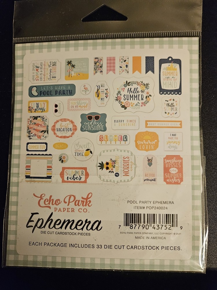 Echo Park ~ Pool Party~ Die Cuts Ephemera 33-pc Pack