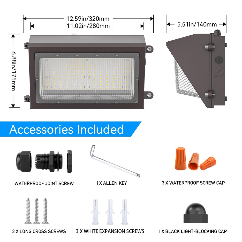 120W LED Wall Pack Light with Dusk-to-Dawn Sensor, 16800LM 5000K LED Security...
