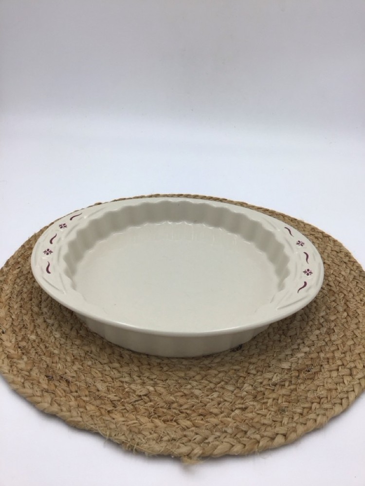 Longaberger Ivory Woven Traditions Quiche Dish