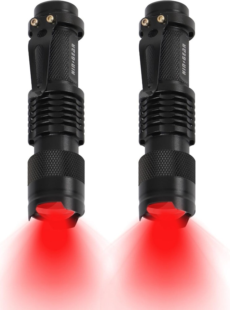 2 Pack Red Flashlight LED Single Mode Light 1 Torch 2 Pack, Black