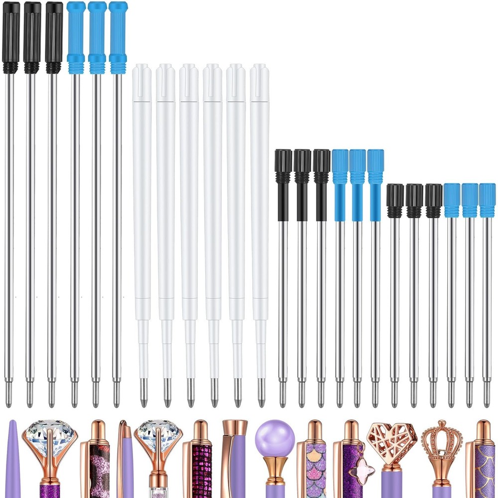 Colarr 24 Pcs Replaceable Ink Pen Refills 1 mm Medium Tip for Crystal Diamond...