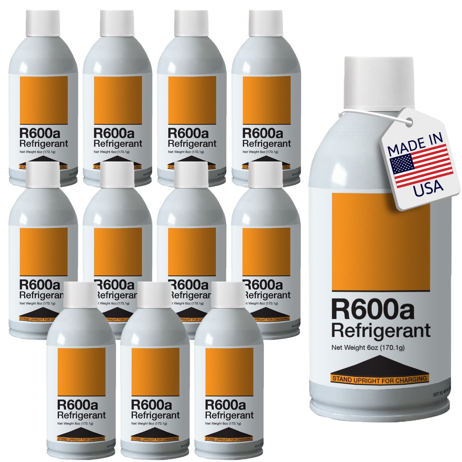 Refrigerant R600a Upright Charging Self Sealing Can 6oz - 12 Pack