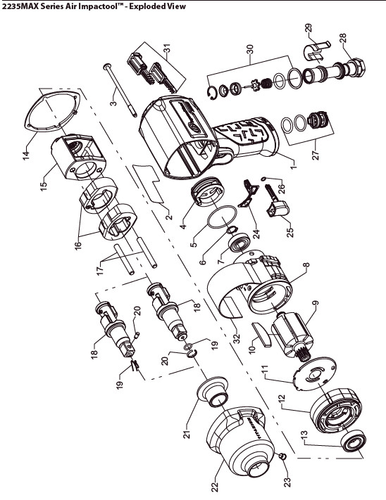 Ingersoll Rand IR 2235TiMAX Series 1/2” Air Impact Wrench Parts