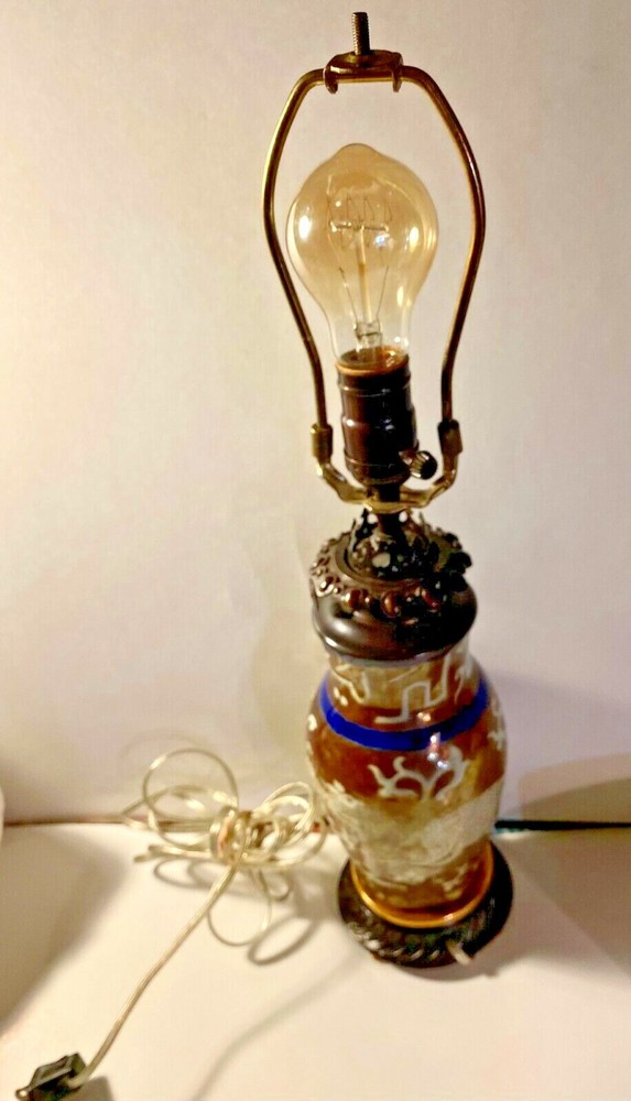 Old Luster ware Vase Mounted as a Working Table Lamp