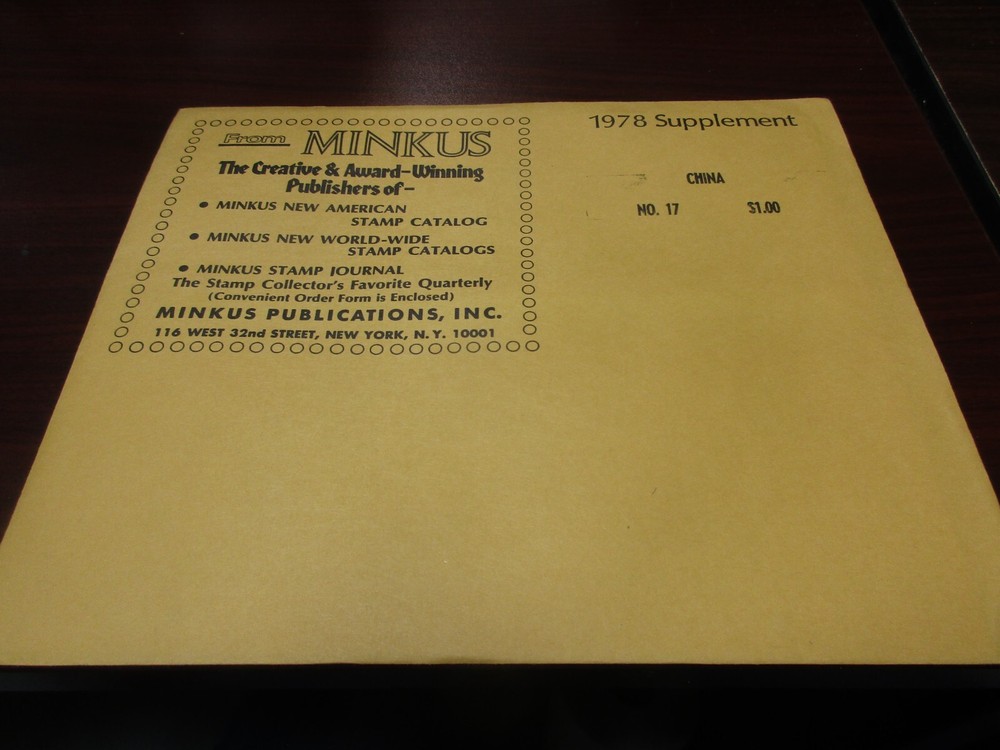 "MINKUS" 1978  SUPPLEMENT CHINA   W/FREE SHP.
