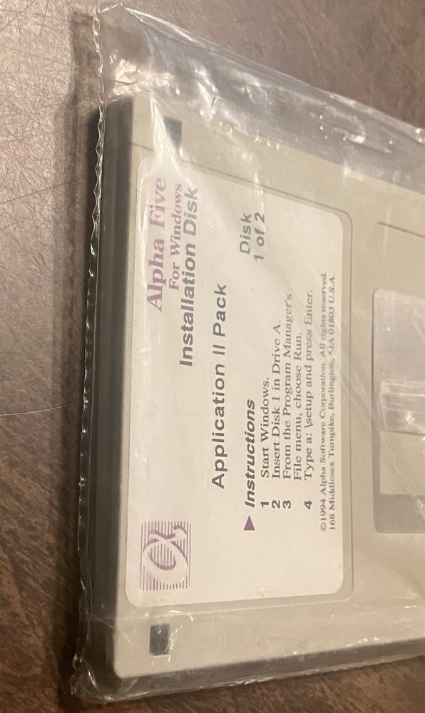 SEALED Alpha Five Windows Application II Pack + Productivity Pack 3.5” Floppy x3