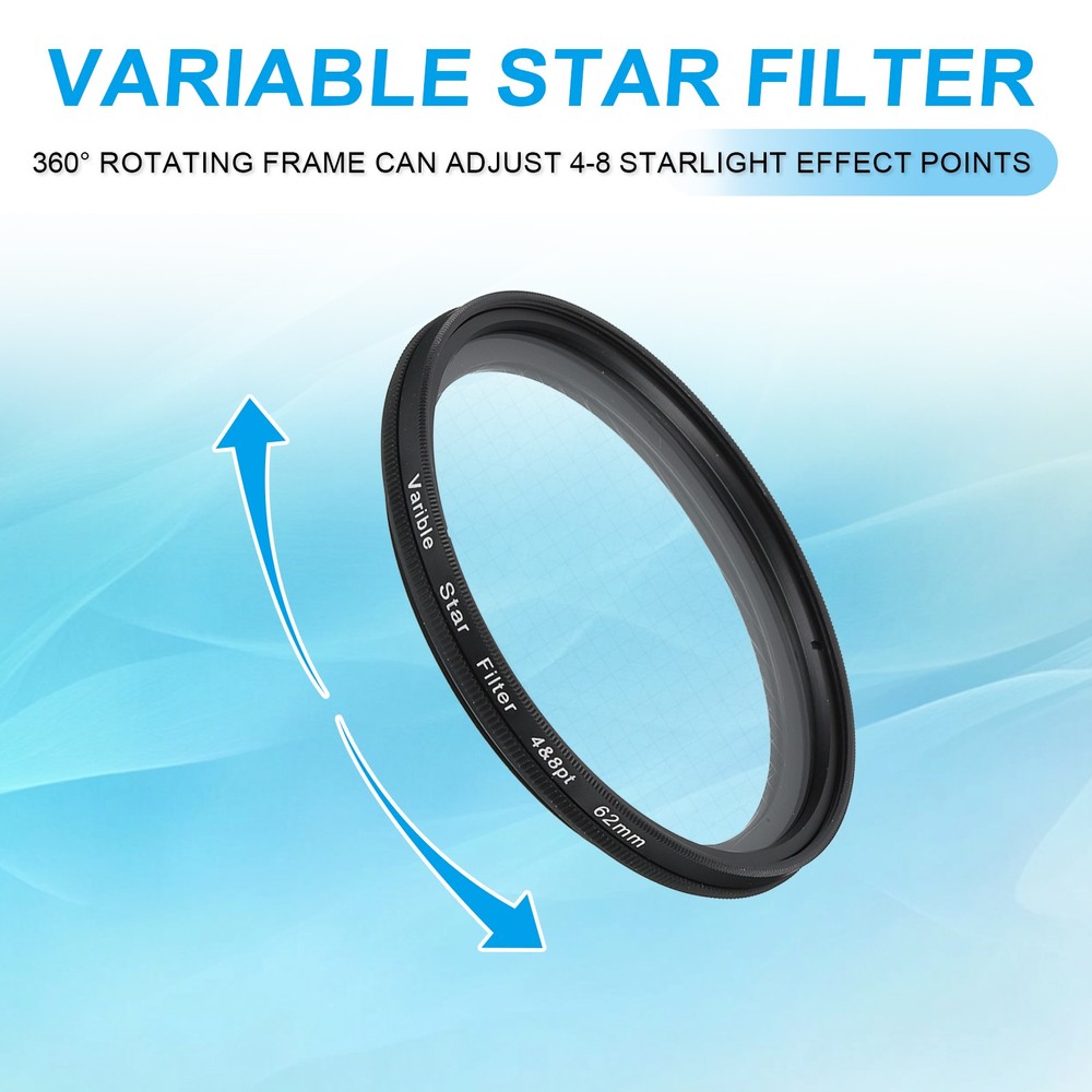 62mm Variable Star Filter 4-8 Points for Night Scenery Glassworks,1Pcs