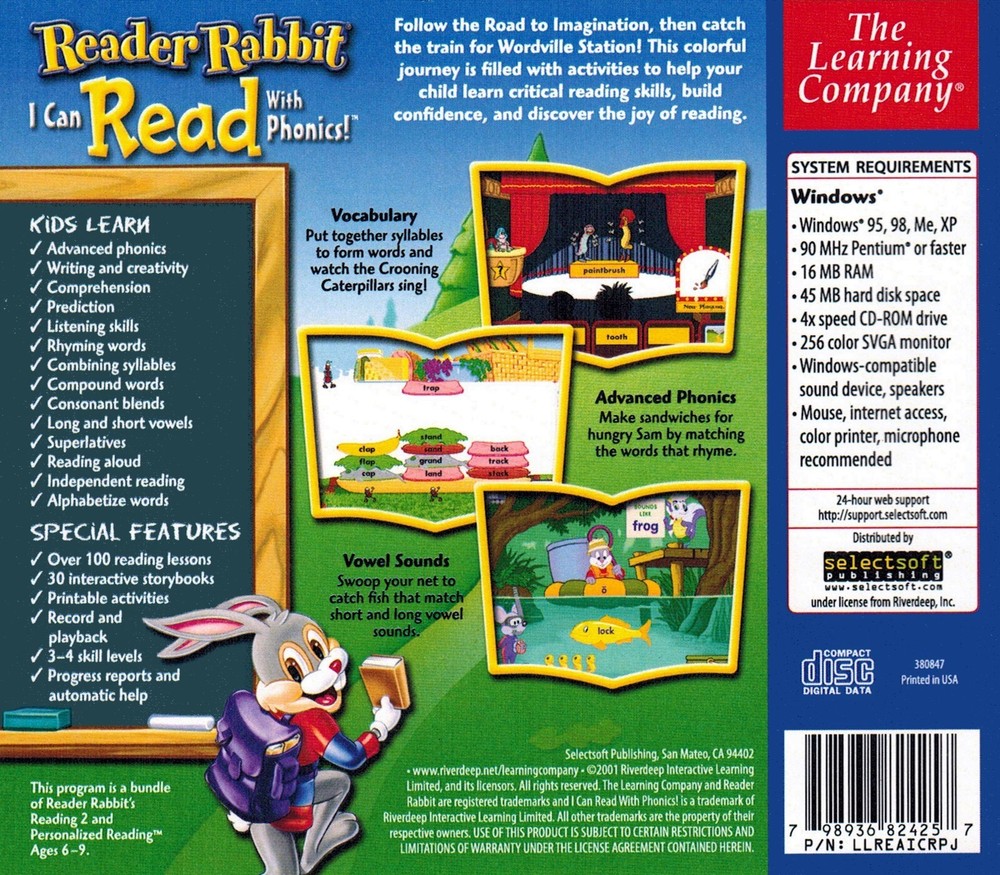 Reader Rabbit I Can Read With Phonics 1st & 2nd Ages 5-8 Learning Company Sealed