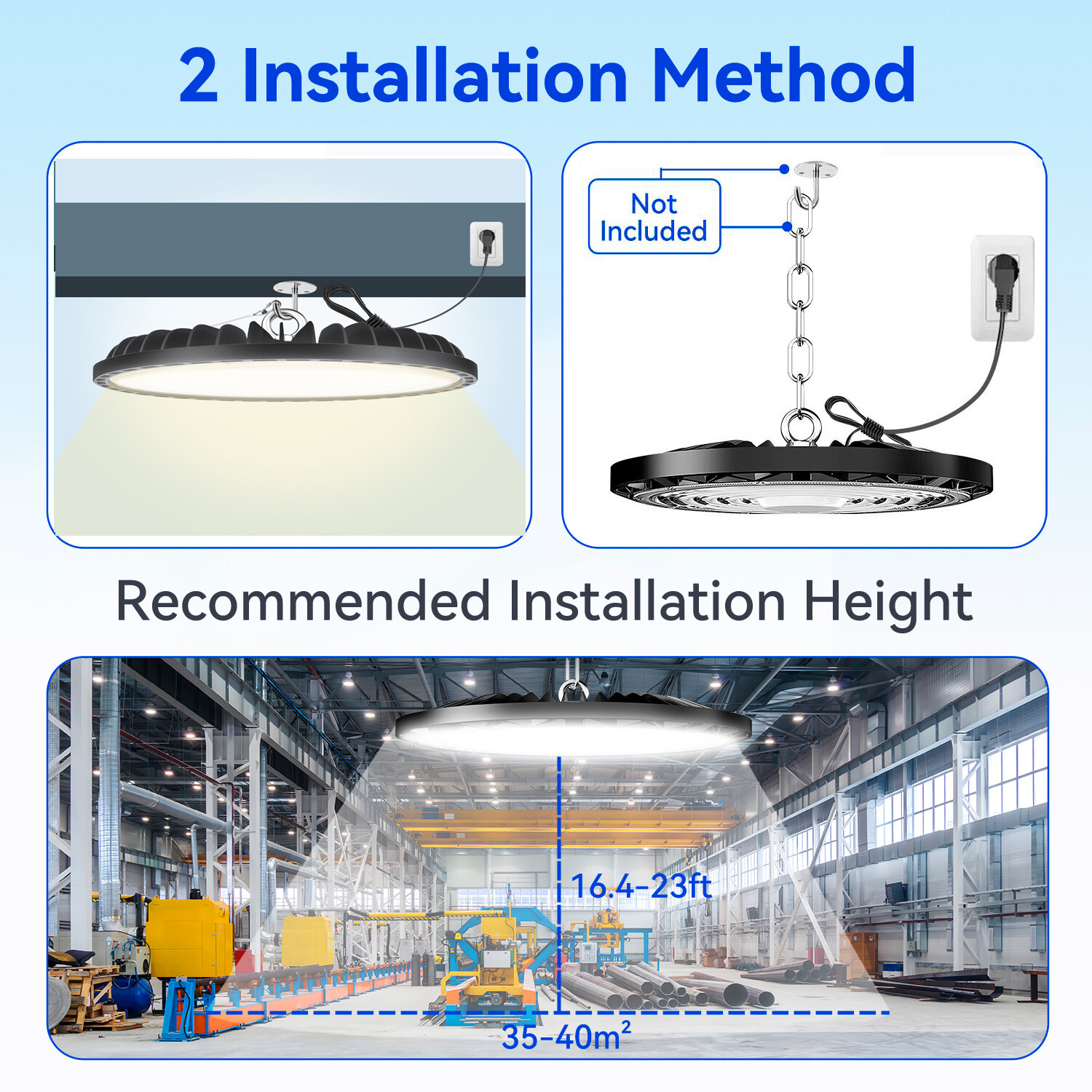 400W UFO LED High Bay Light, UFO Hi Bay Shop Lighting for Warehouse Garage GYM