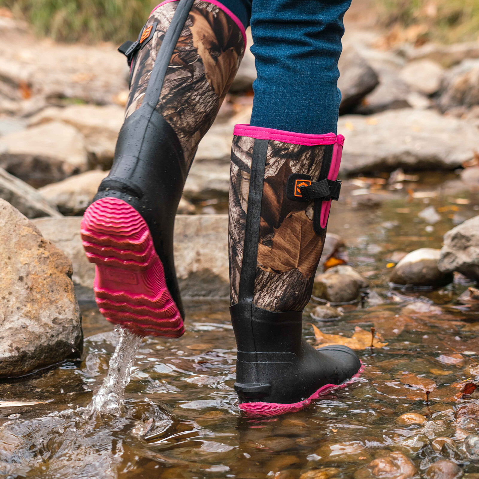 HISEA Women Rain Boots Side Buckles & Steel Shank Snow Hunting Chores Work Boots