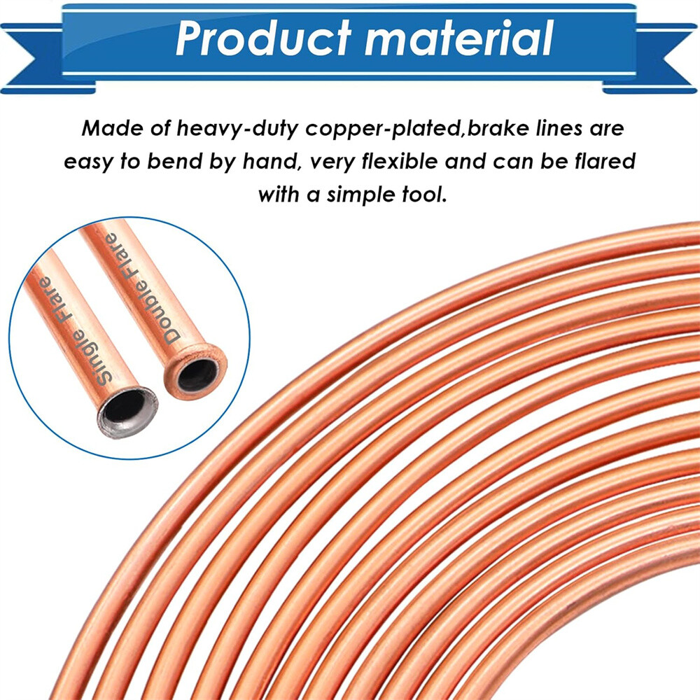 Copper Nickel Brake Line Tubing Kit 3/16 OD 25 Ft Coil Roll all Size Fittings