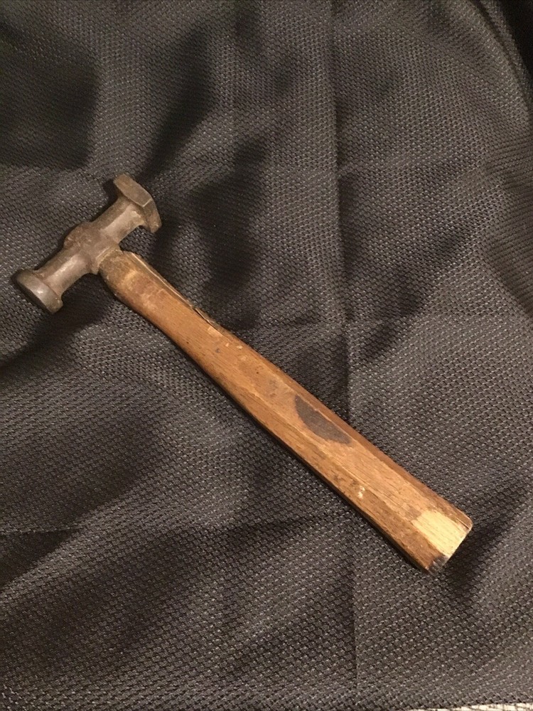 VINTAGE Auto Body Hammer - Square & Round Faces , Handle  Has Cracks And Chips