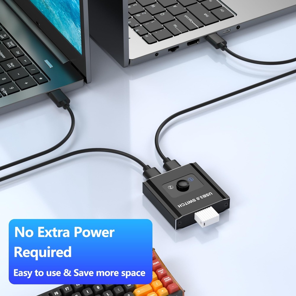 USB Switch Bi-Directional 1 in 2 Out USB Switcher 2 Computers Sharing KVM