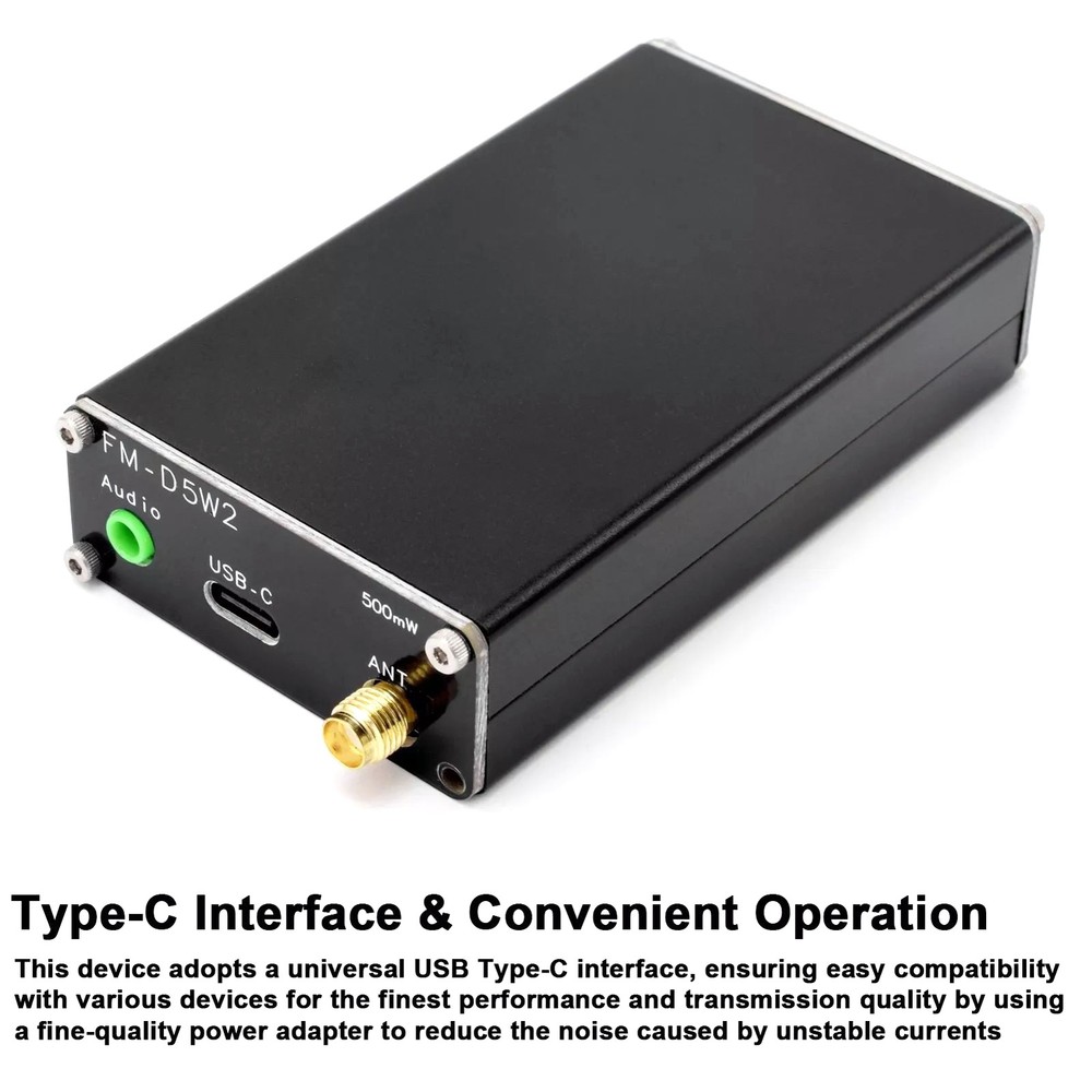 5V 0.5W FM Transmitter 76MHz-108MHz LCD Display Stereo Audio Antenna FM-D5W2