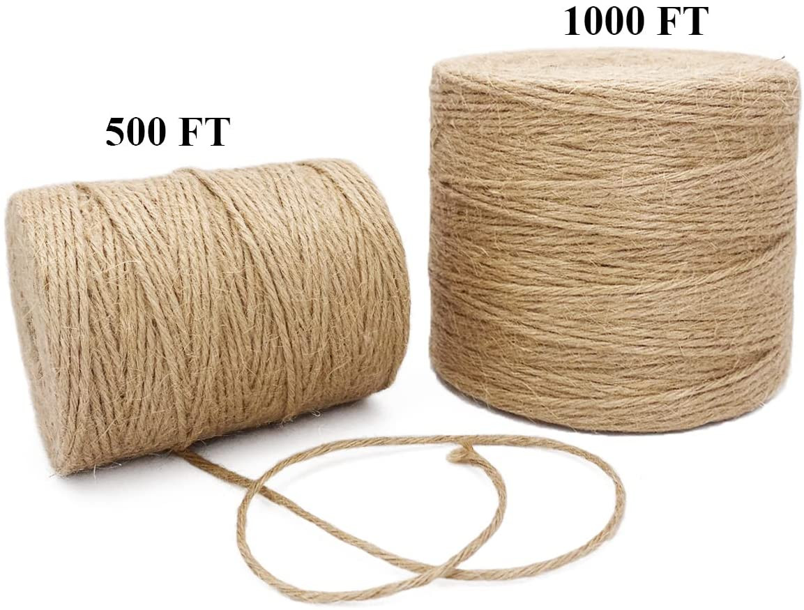 500FT Jute Twine Rope 3mm 6ply Natural Thick Garden Twine String Heavy Duty f...