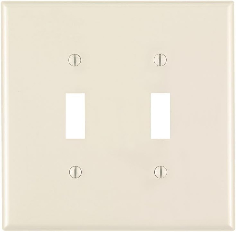 2-Gang Toggle Switch Wallplate, Midway Size, PJ2-T, Light Almond