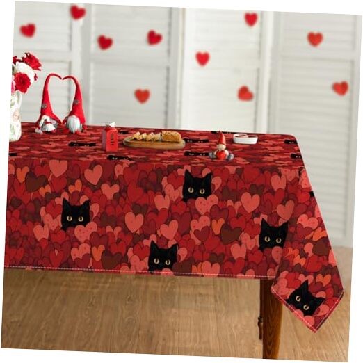 Valentine Tablecloth 60×84 Inch Rectangular, Love 60" x 84" (Rectangular) Red