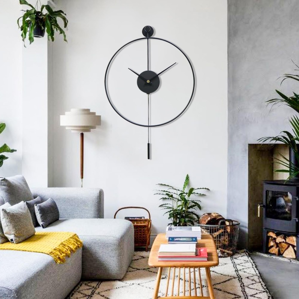 YISITEONE Classical Large Decorative Wall Clock with Pendulum, Modern Non-Tic...