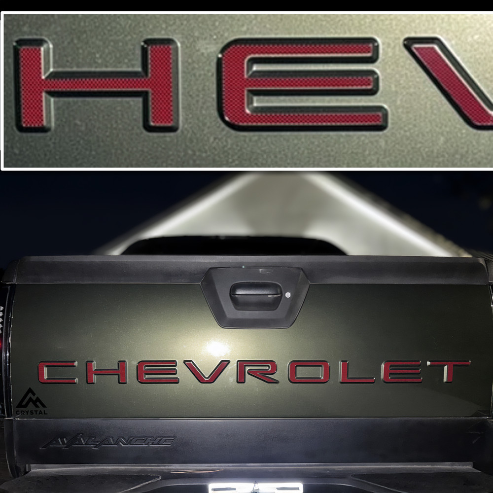 1999 - 2006 AVALANCHE PLASTIC TAILGATE LETTERS INSERTS RAISED SET RED CARBON