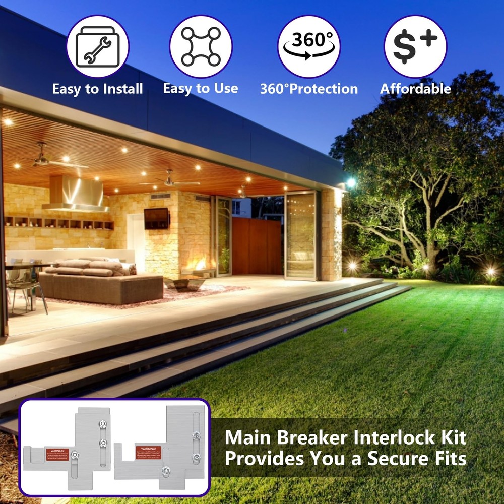 Generator Interlock Kit Compatible with Murray or Siemens 150 Amp or 200 Amp ...