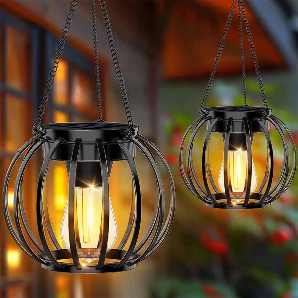 Solar lantern, metal solar pumpkin-shaped lantern, IP65 waterproof