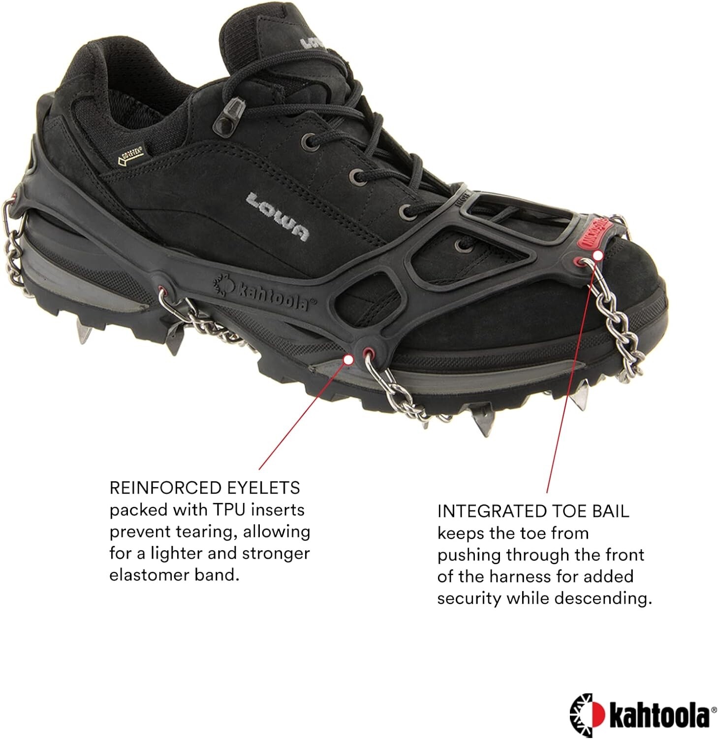 2023-2024 Kahtoola MICROspikes -snow, ice, trail hiking crampons - BLACK, MEDIUM