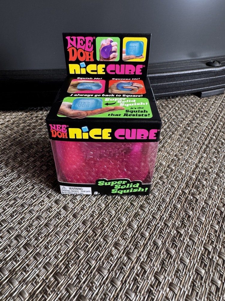 Nee Doh Nice Cube Super Solid Squish Squeeze Toy Pink Schylling Ages 8+