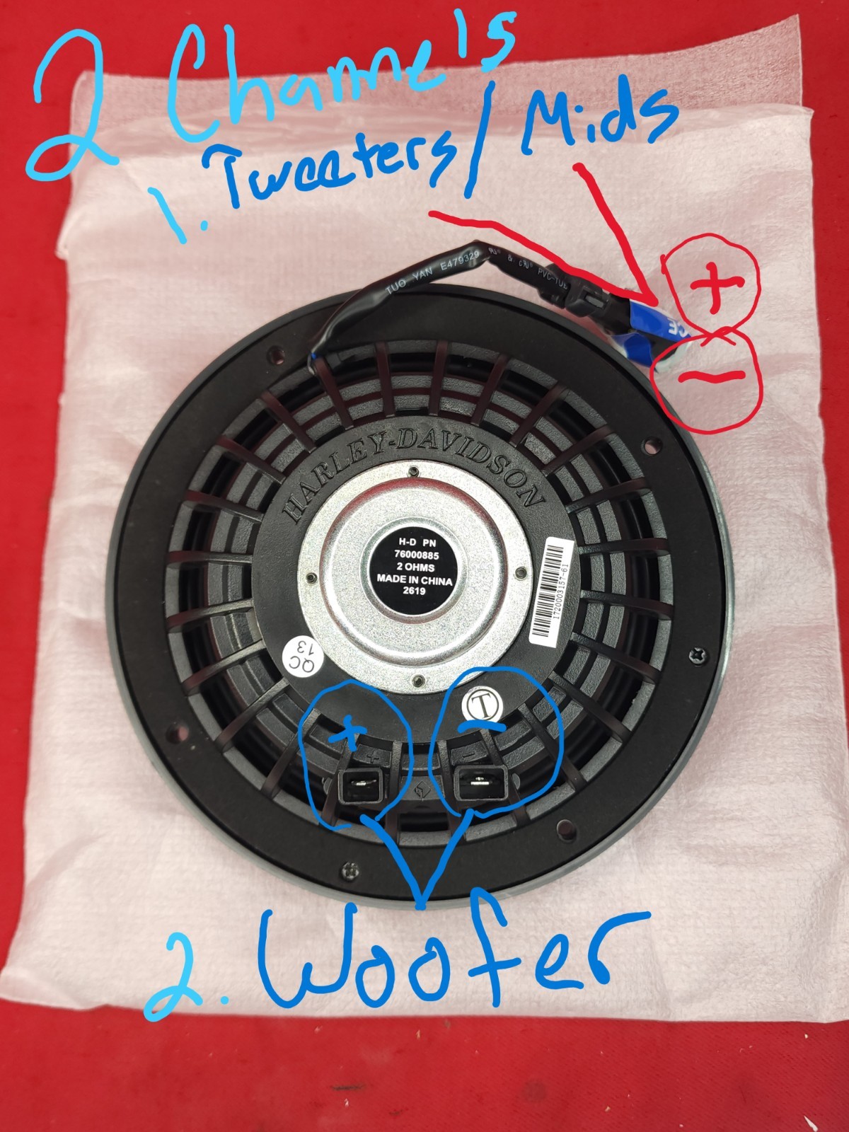 2 x OEM Harley-Davidson 6.5" Boom Audio Stage 2 Speakers For Touring Bikes