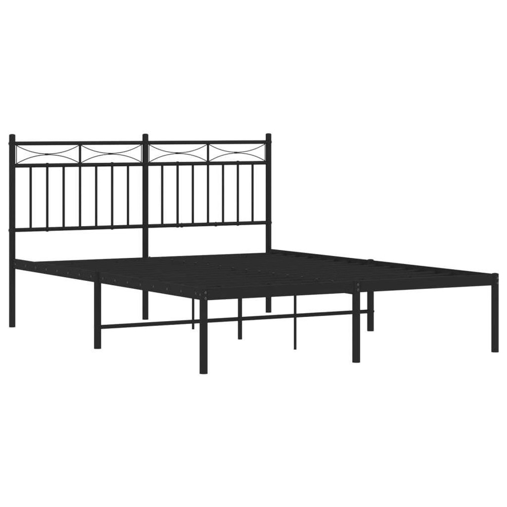 Bed Frame Black Steel Full Bed Frame Rectangular Traditional