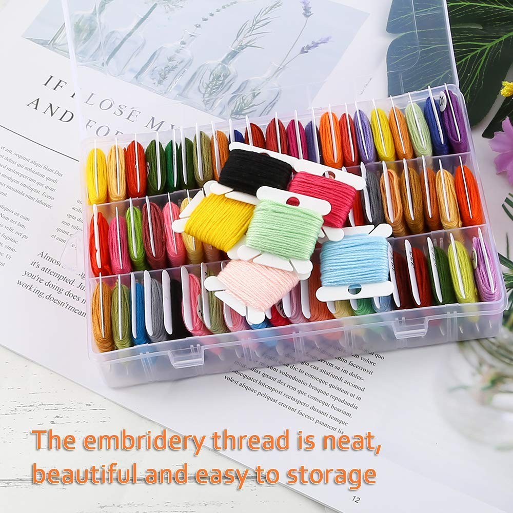 Embroidery Floss Organizer Box Tools - Bobbin Winder, 1 Removable 36 Compartm...
