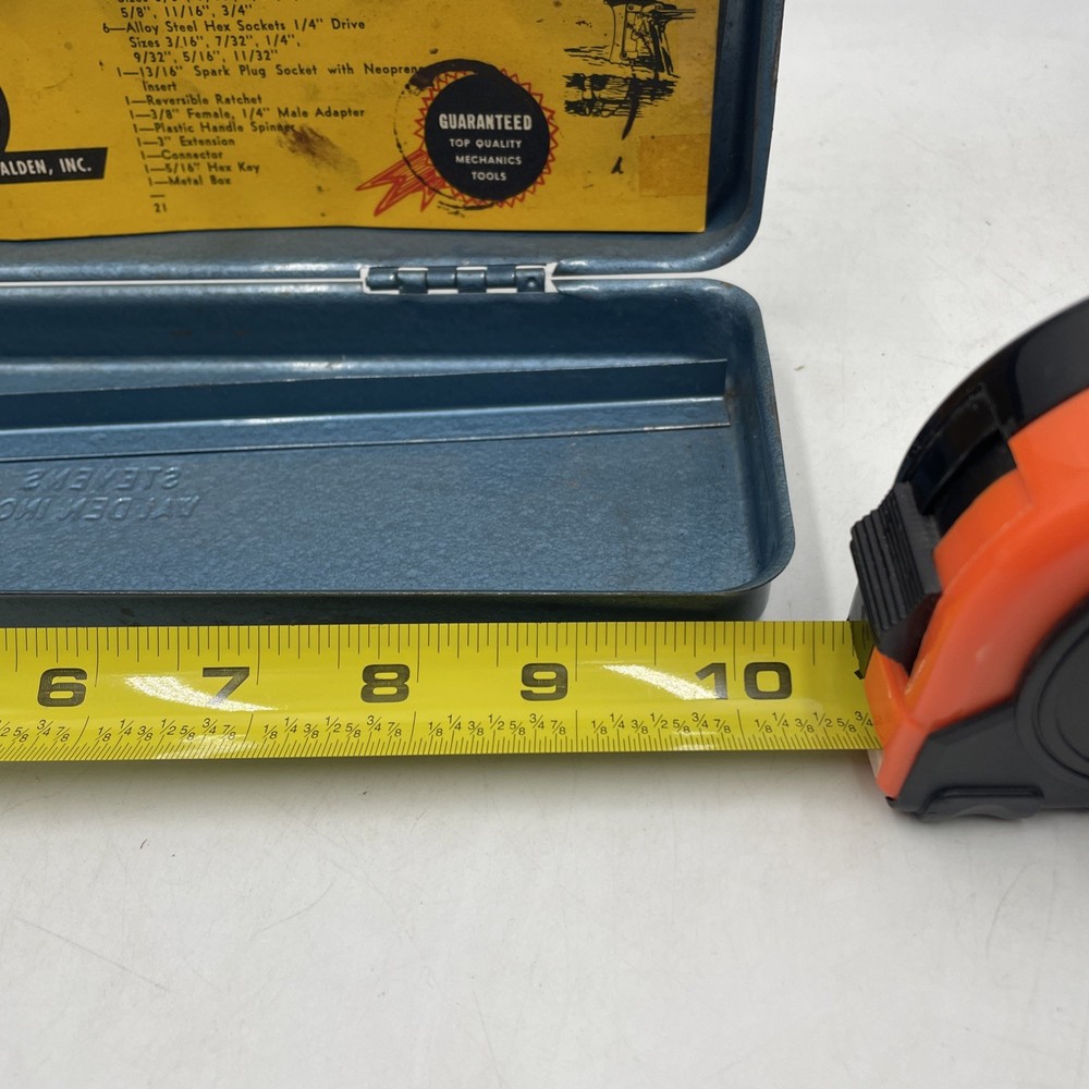 Vintage Stevens Walden Empty Socket Tool Box - Blue - 10.5”