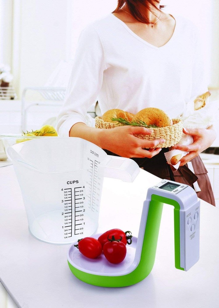 Digital Kitchen Scale and Measuring Cup White