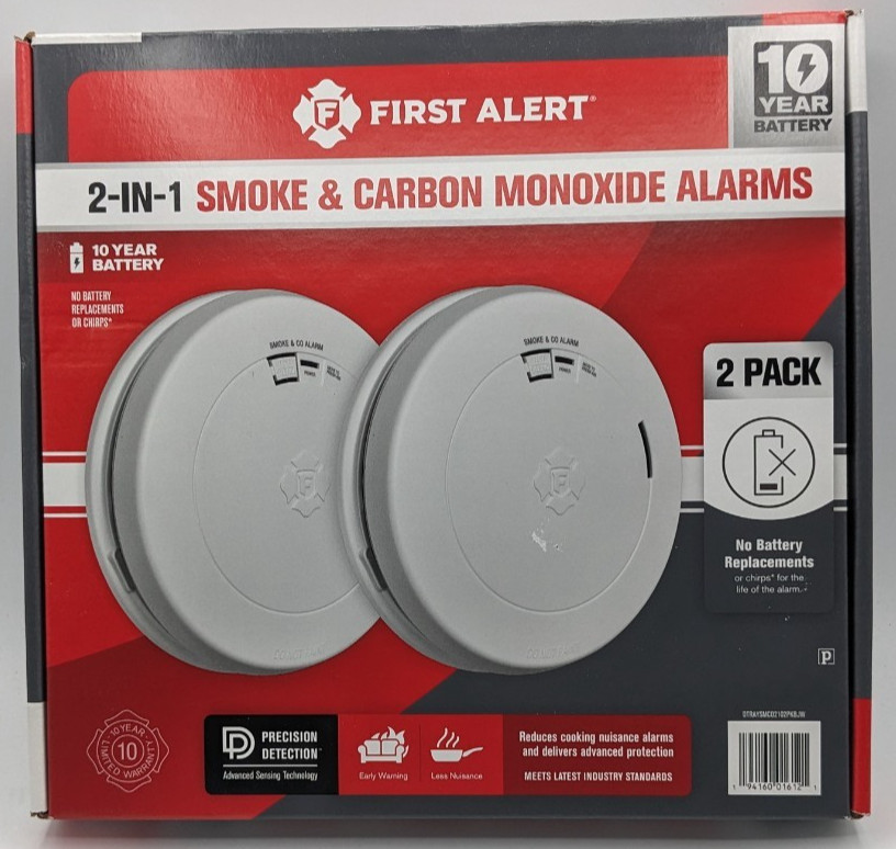 First Alert Smoke Alarm 2 Pack  2-in 1 Smoke & Carbon Monoxide NOB