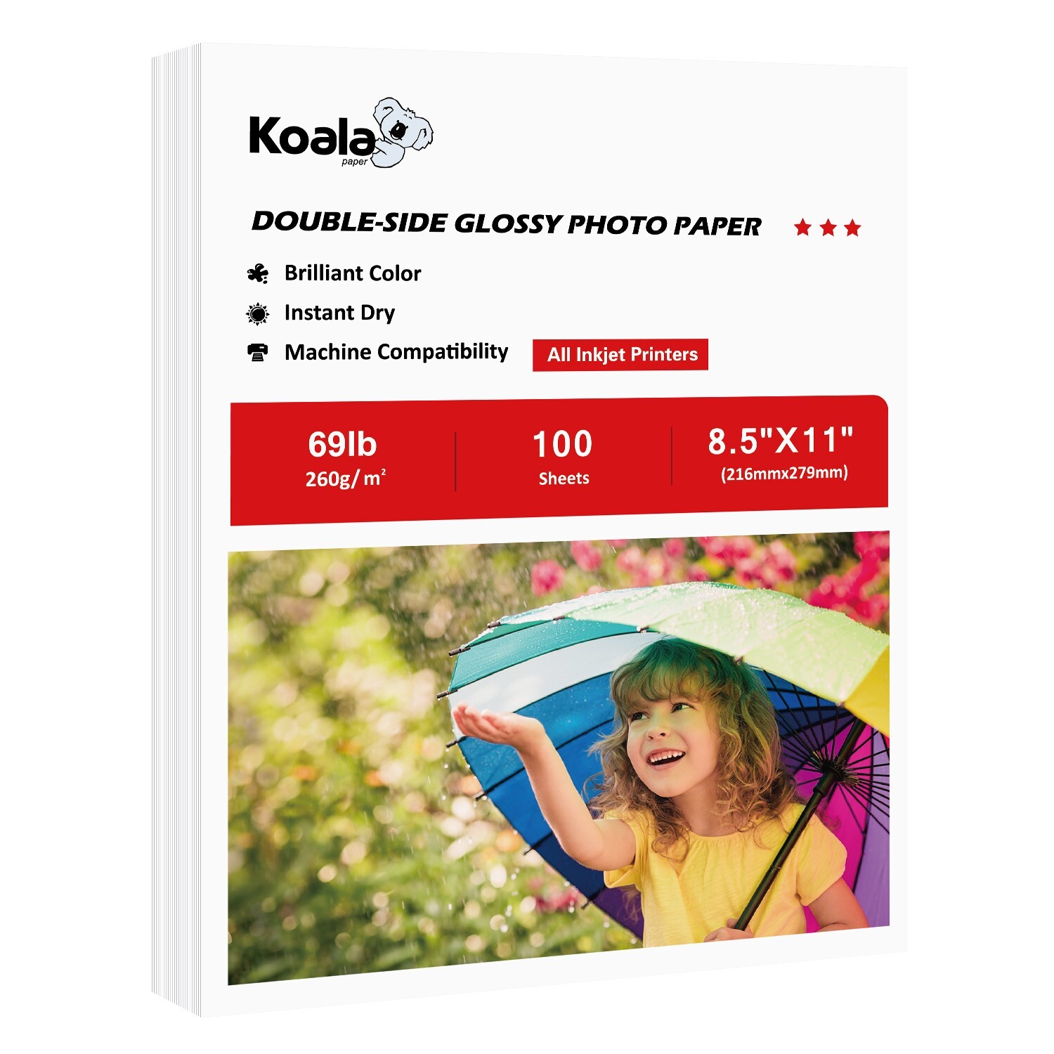 Lot Koala 69lb Double Sided Glossy Photo Paper 8.5x11 13x19 Inkjet Printer Thick