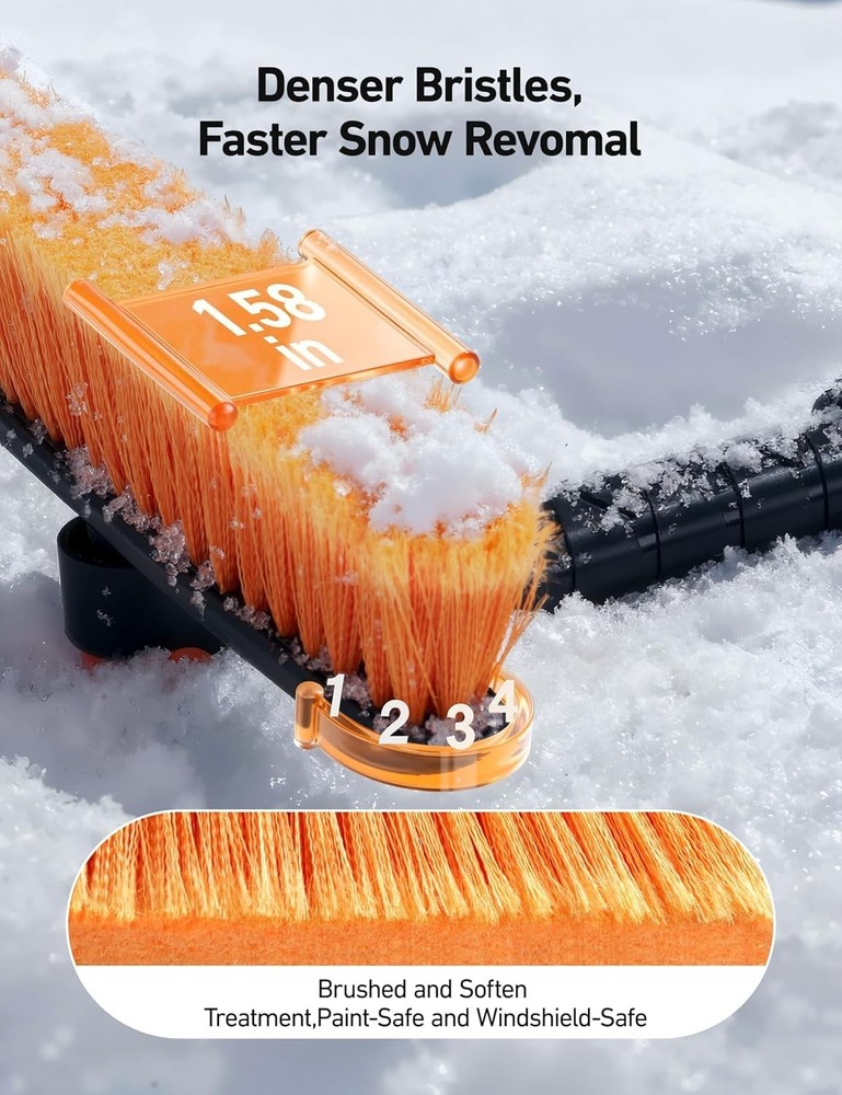 47.2" Extendable Snow Brush & Ice Scraper - 360° Pivot for Effortless Clearing
