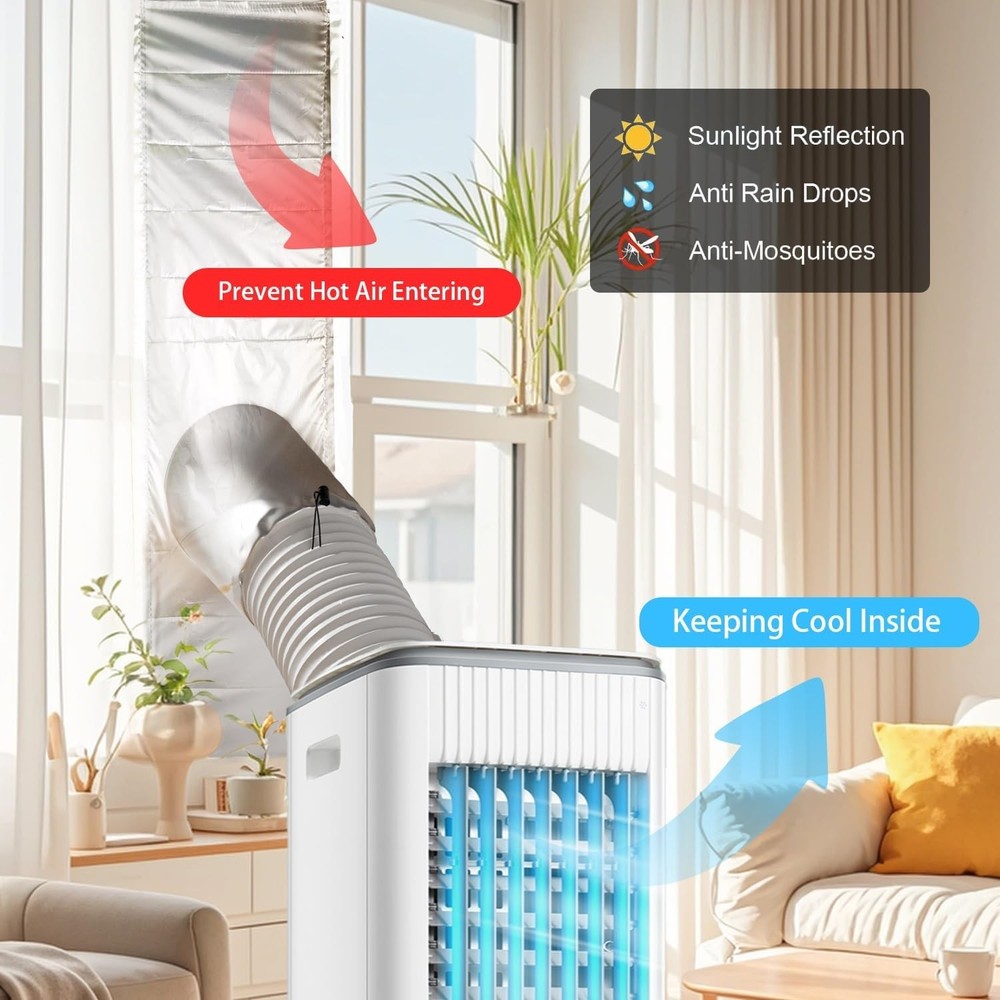 Portable ac Window Vent kit Titanium Silver Black 100 Light Block Universal