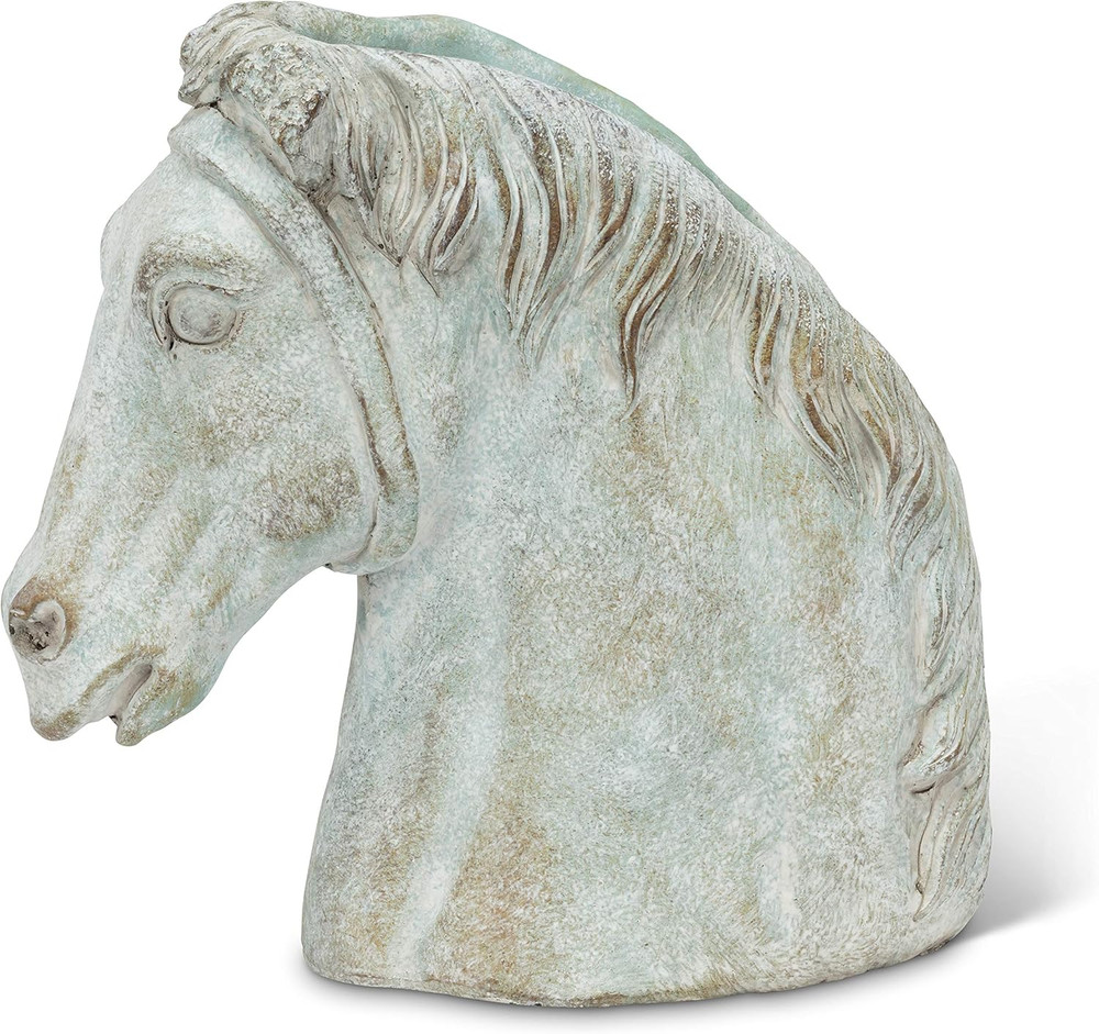 Athens Horse Head Planter - Cement, Grey (9" H)