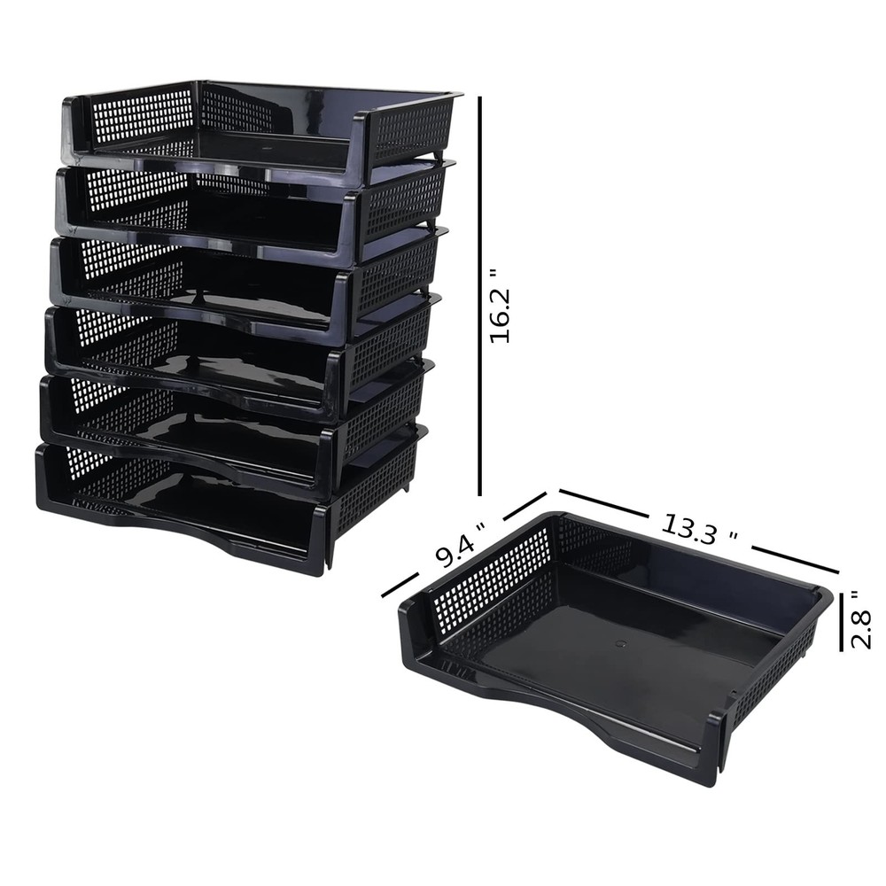 Ggbin 6 Tier Desktop A4 Paper Storage Tray, Stackable File Organizer Trays, B...